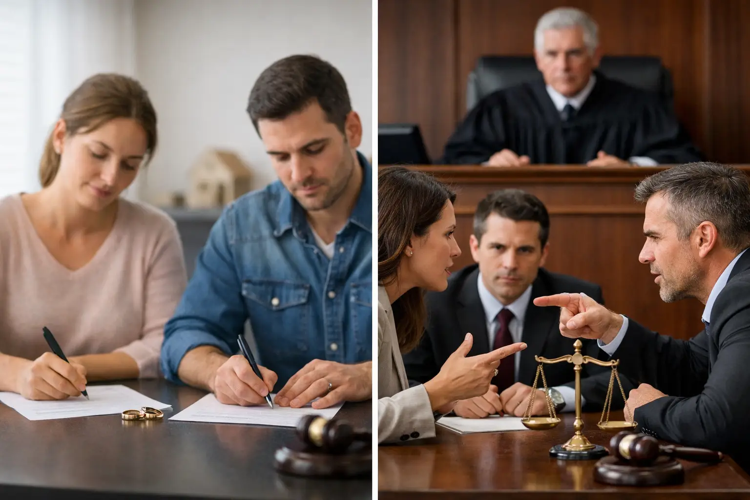 Divorcio sin oposición vs litigio en Texas